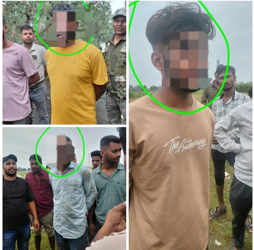 चोरी के संदेह में तीन युवकों को ग्रामीणों ने पकड़ा, पुलिस को सौंपा