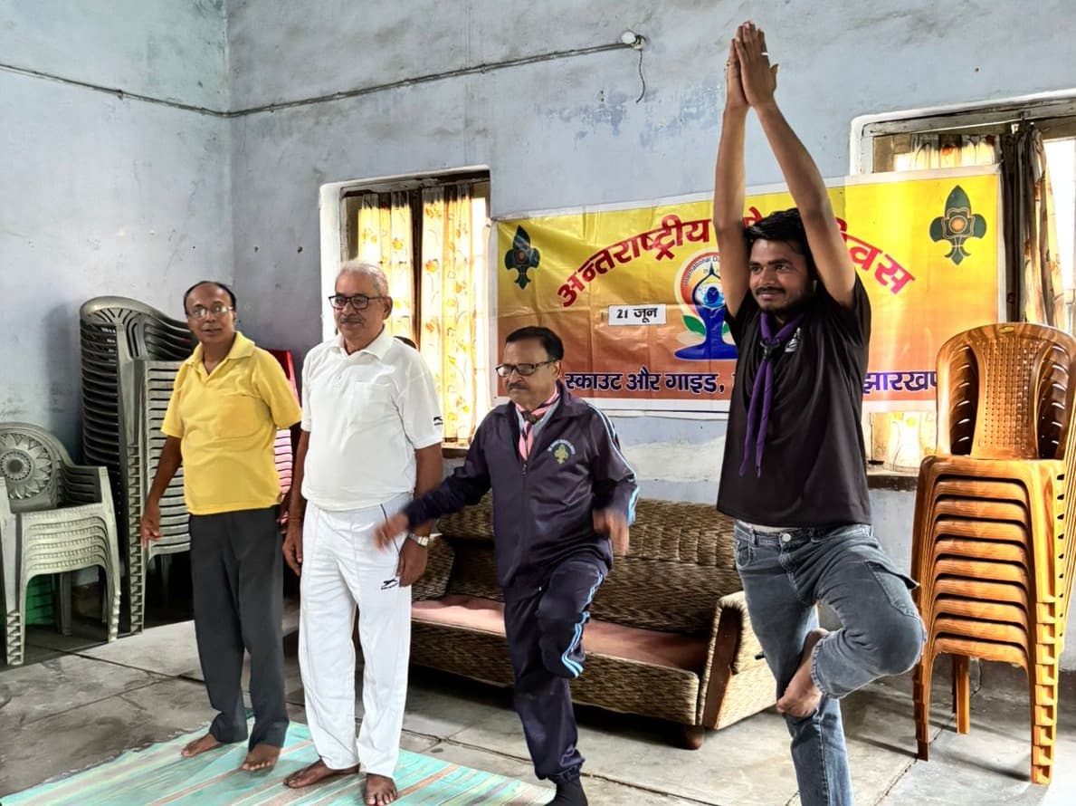 भारत स्काउट एवं गाइड जिला मुख्यालय हजारीबाग में मनाया गया विश्व योग दिवस