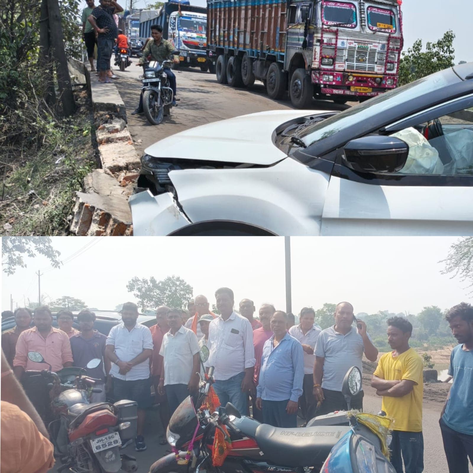 केरेडारी–टंडवा में कोयला वाहनों का कहर, हाइवा की टक्कर से कार क्षतिग्रस्त, महिला गंभीर रूप से घायल