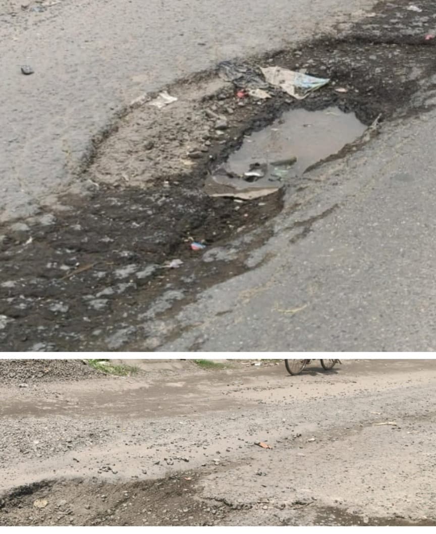 बरही के धनबाद रोड पर जगह-जगह गहरे गड्ढे, राहगीर परेशान, हादसे का खतरा बढ़ा