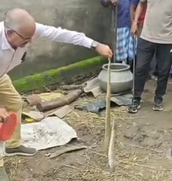 मिट्टी के चूल्हे में छिपा मिला कोबरा, घर में मचा हड़कंप; सर्प मित्र ने किया सुरक्षित रेस्क्यू