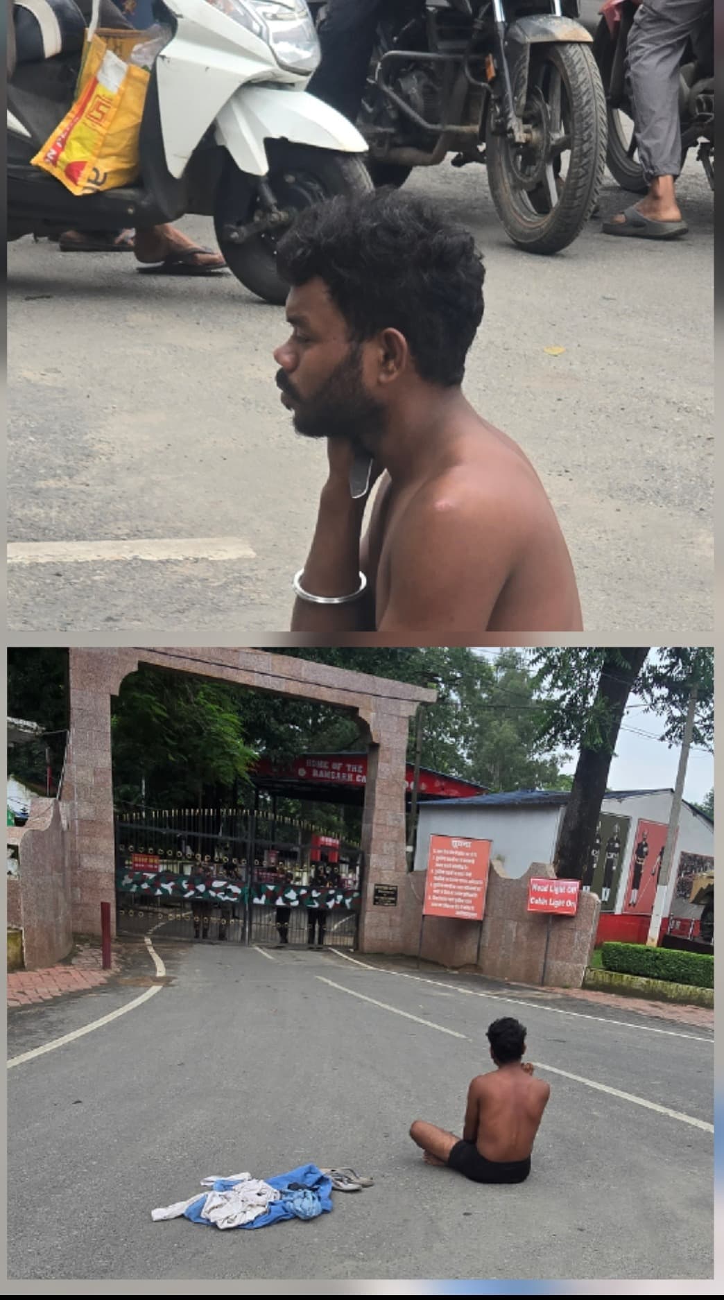 EXCLUSIVE: रामगढ़ मिलिट्री कैंप के मुख्य द्वार पर धारदार हथियार लेकर धरने पर बैठा बेरोजगार युवक, सुरक्षा व्यवस्था पर उठे सवाल