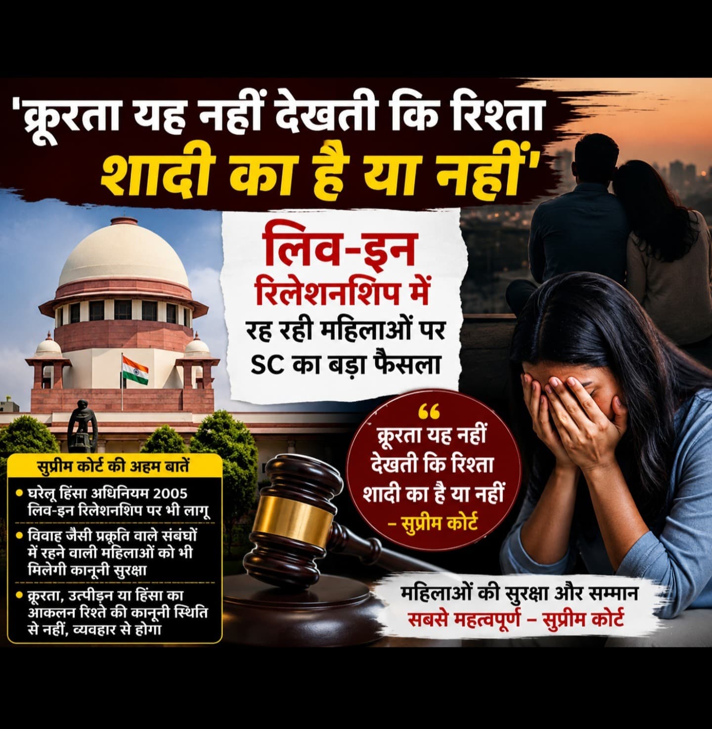 'क्रूरता यह नहीं देखती कि रिश्ता शादी का है या नहीं': लिव-इन रिलेशनशिप में रह रही महिलाओं पर सुप्रीम कोर्ट की बड़ी टिप्पणी