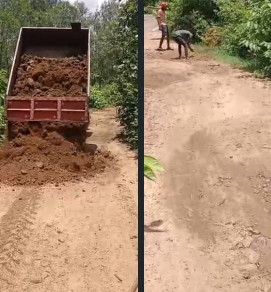जनसहयोग व नीजी खर्च से ग्रामीणों ने बनाई दो किमी कच्ची सड़क