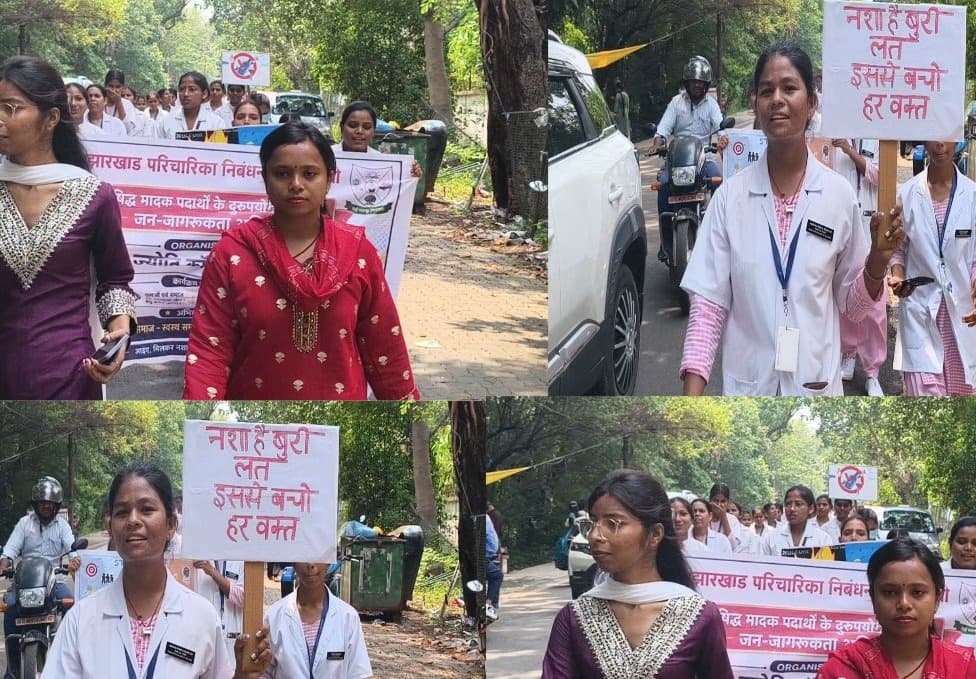 ज्ञान ज्योति कॉलेज ऑफ नर्सिंग की छात्राओं ने नशा उन्मूलन अभियान के तहत निकाली जागरूकता रैली