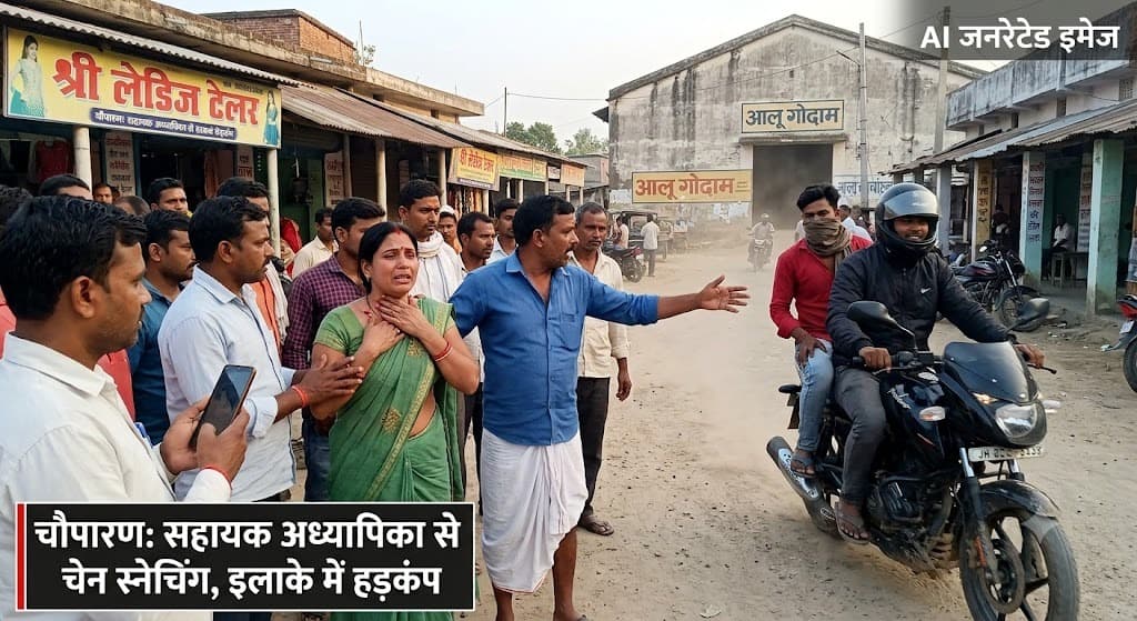 दिनदहाड़े शिक्षिका के गले से सोने की चेन झपटी, बाइक सवार बदमाश वारदात के बाद फरार