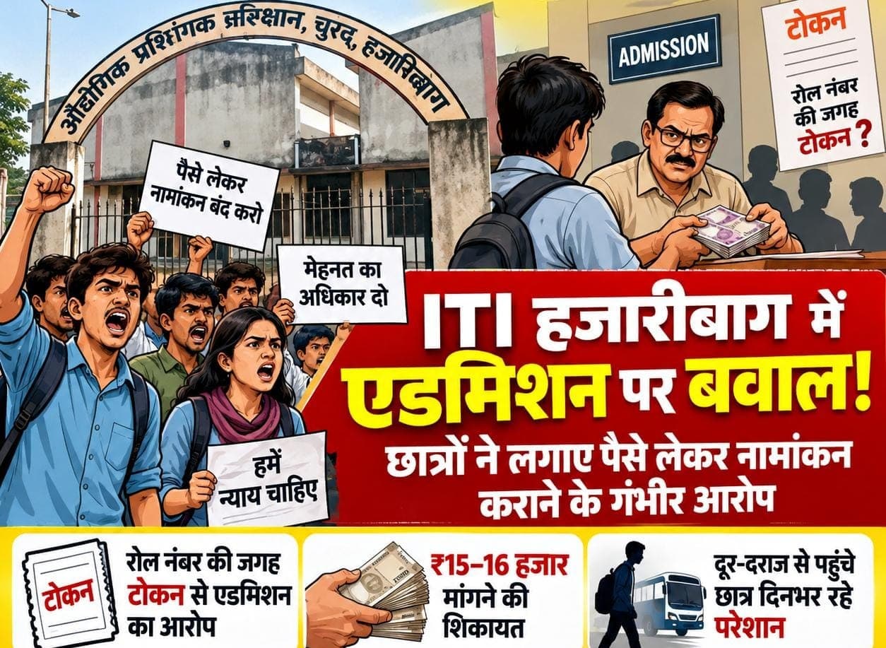 ITI हजारीबाग में नामांकन को लेकर छात्रों का हंगामा, पैसे मांगने के आरोप से बढ़ा विवाद