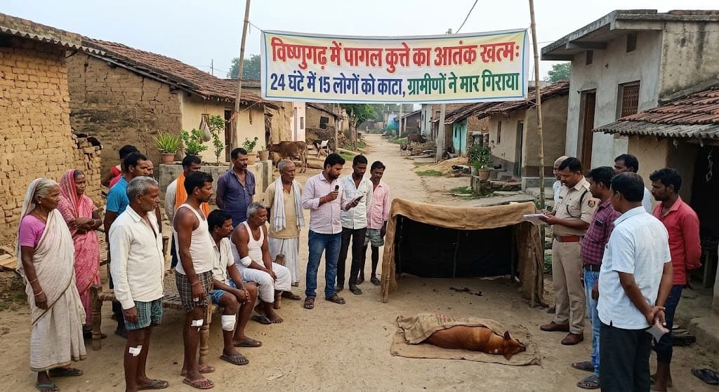 विष्णुगढ़ में पागल कुत्ते का आतंक खत्म, 24 घंटे में 15 लोगों को काटा, ग्रामीणों ने मार गिराया