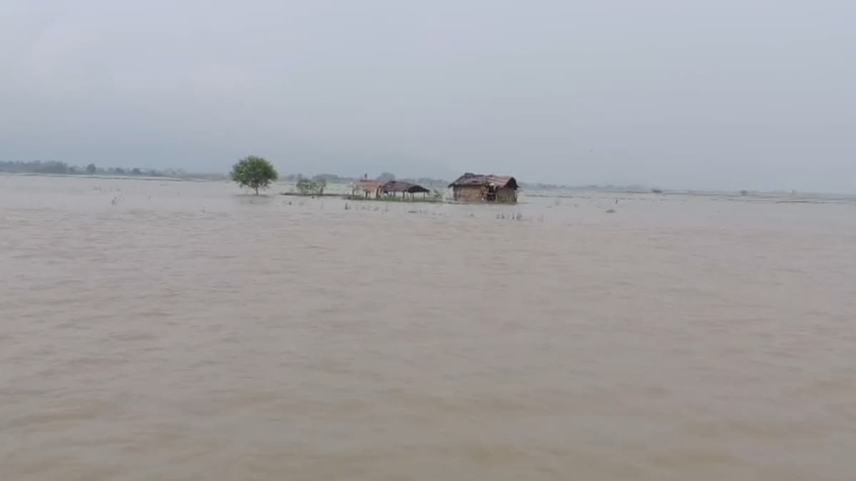 साहिबगंज में बाढ़ से जनजीवन बेहाल, स्कूल जाने वाले बच्चे भी परेशान
