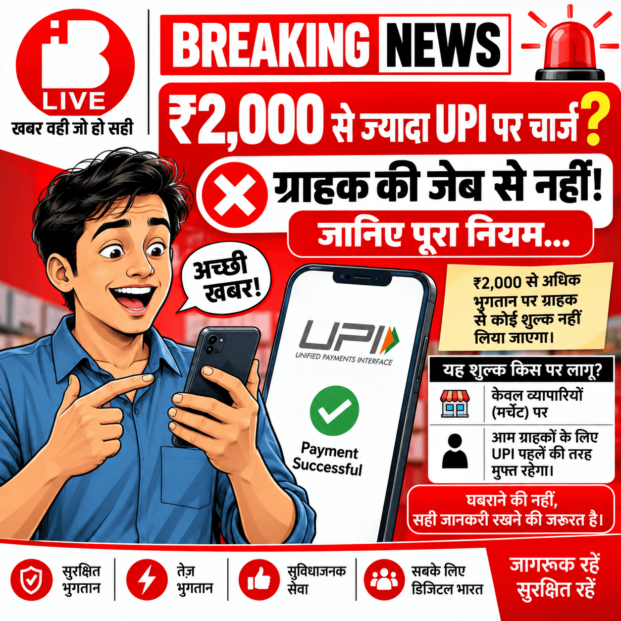 ₹2,000 से ज्यादा UPI Payment पर 0.4% MDR, ग्राहक से नहीं लगेगा चार्ज;