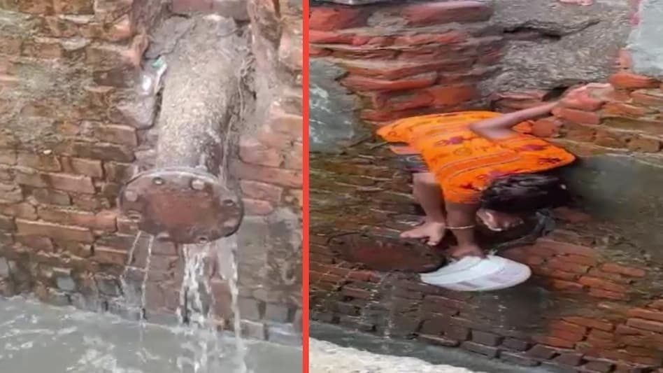 पानी के लिए नाले में उतर रहे बच्चे, हाइटेक सिटी नोएडा में व्यवस्था पर सवाल